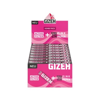 GIZEH KingSize Slim +ActiveFilter - Pink (16 x 34Stk +16AF)