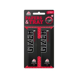 GIZEH KingSize Slim Blisterkarte +Rustschale - Black (2 x 25Stk)
