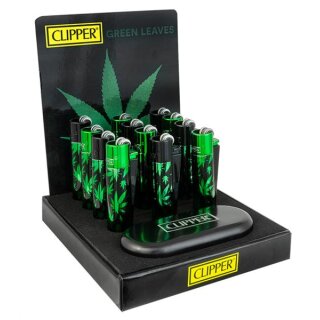 Clipper Feuerzeug Softflame Metal - Leaves Green (1 x 12Stk)