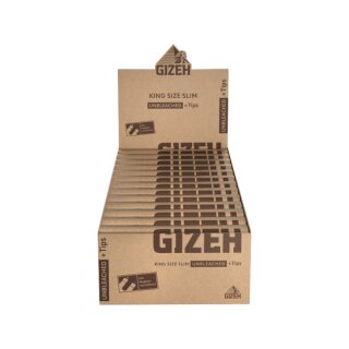 GIZEH KingSize Slim +Tips - Unbleached (26 x 34Stk)