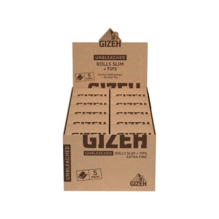 GIZEH Rolls Slim +Tips - Unbleached (20 x 5m + 50Stk)